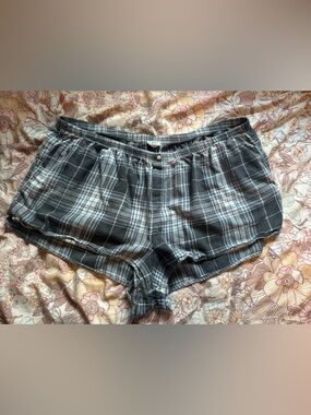 aerie Gray Plaid Sleep Shorts